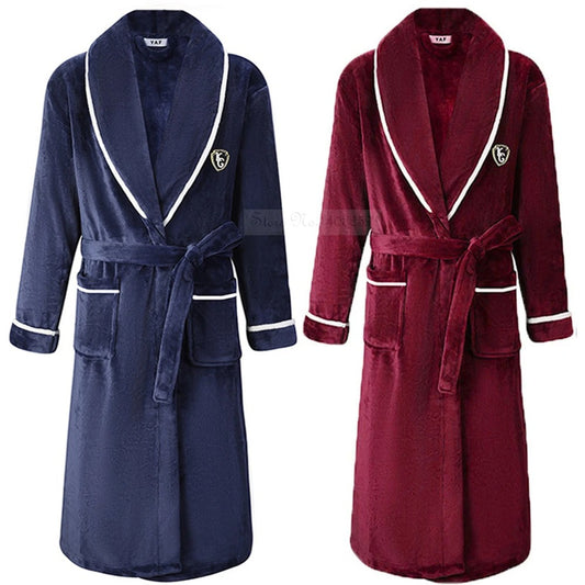 Thickened Flannel Men Robe Sleepwear Autumn Winter Warm Coral Fleece Bathrobe