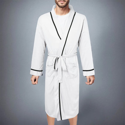 Men's Cotton Bathrobe Spring And Summer Solid Color Lace-Up Men's Pajamas
