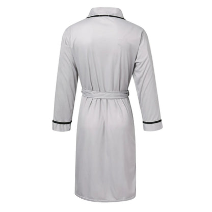 Men's Cotton Bathrobe Spring And Summer Solid Color Lace-Up Men's Pajamas