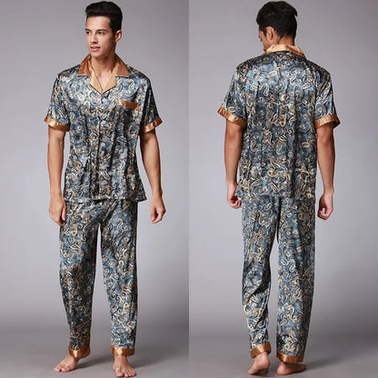 New Bathrobe with Pocket Ice Silk Robe Male Casual