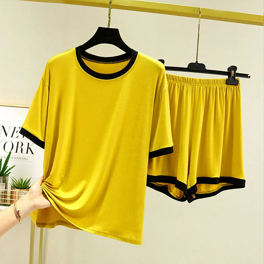 Men'S Summer Pajama Suit Short Sleeved T Shirt Two Piece