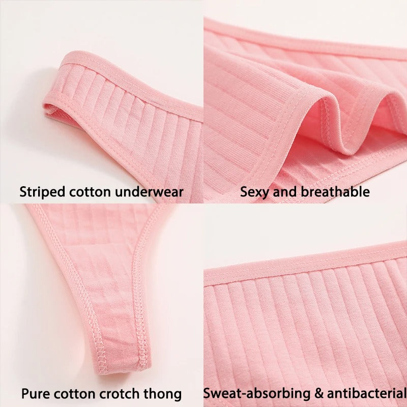 6PCS/Set Women Cotton Panties G-String Panties Sexy Underwear Female Lingerie Thong Briefs for Woman