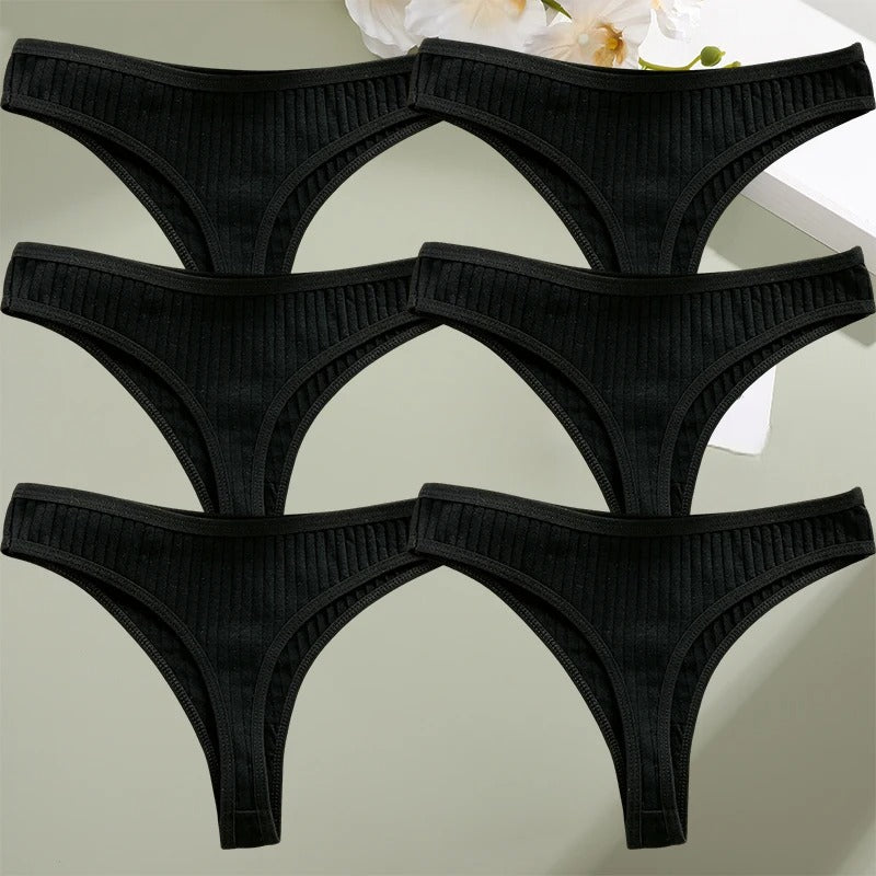 6PCS/Set Women Cotton Panties G-String Panties Sexy Underwear Female Lingerie Thong Briefs for Woman