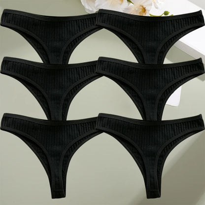 6PCS/Set Women Cotton Panties G-String Panties Sexy Underwear Female Lingerie Thong Briefs for Woman