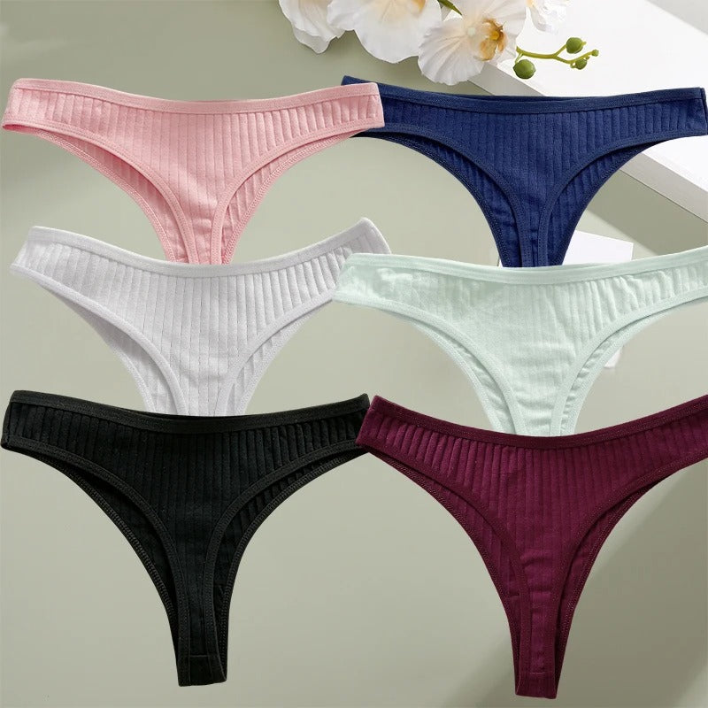 6PCS/Set Women Cotton Panties G-String Panties Sexy Underwear Female Lingerie Thong Briefs for Woman