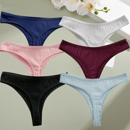 6PCS/Set Women Cotton Panties G-String Panties Sexy Underwear Female Lingerie Thong Briefs for Woman