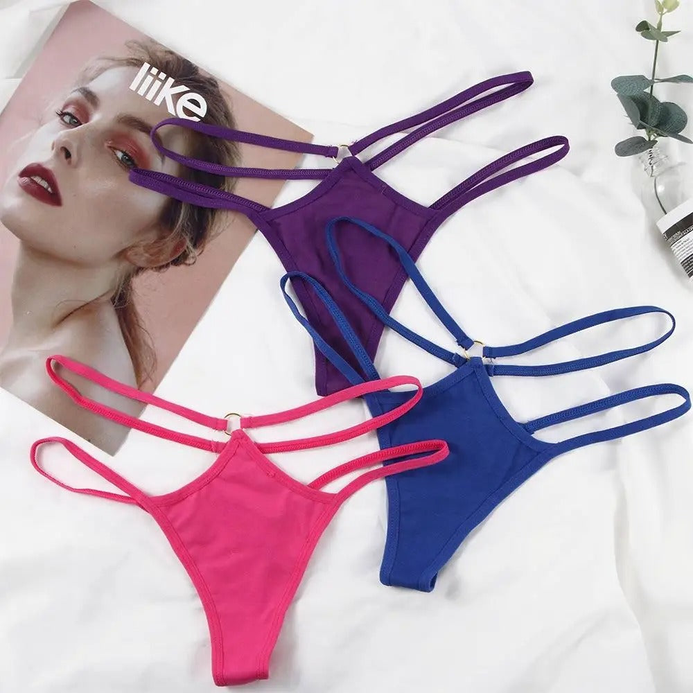 Female Hollow Low Rise Women Sexy Lingerie Sexy Thong Cotton G-String Strap Panties