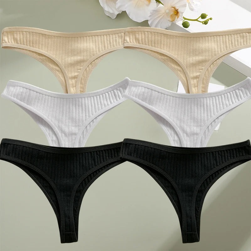 6PCS/Set Women Cotton Panties G-String Panties Sexy Underwear Female Lingerie Thong Briefs for Woman