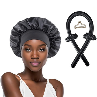 Heatless Curling Rod Headband Satin Bonnet Set No Heat Hair Curler Hair Rollers Soft Curlers