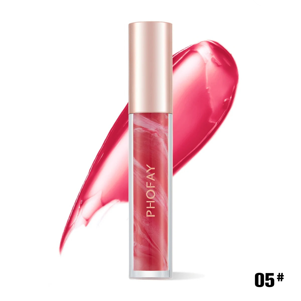 PHOFAY Rose Blooming Hydrating Lip Gloss Moisturizing Lasting Pudding Lip Glaze Hydrating Waterproof Glossy Lip Gloss Makeup