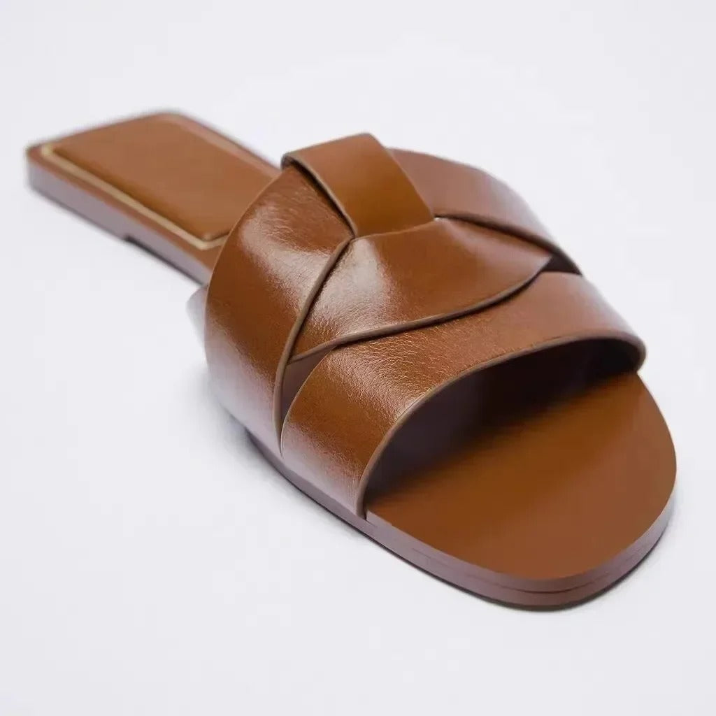 Women Designer Brand Flat Slippers Woven with Comfortable Women's Shoes Casual Bottom Slippers Woman Shoes