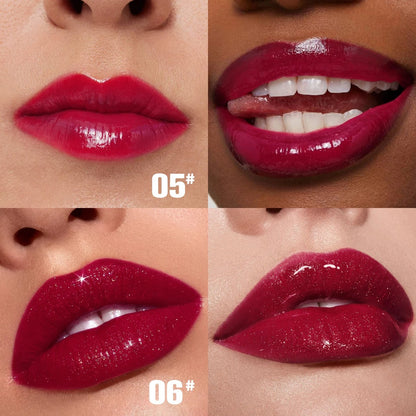 PHOFAY Rose Blooming Hydrating Lip Gloss Moisturizing Lasting Pudding Lip Glaze Hydrating Waterproof Glossy Lip Gloss Makeup