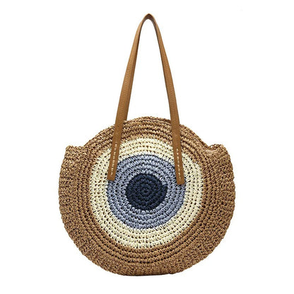 Women Bag Casual Light Shoulder Bag Large Capacity Beach Bag Stitching Contrast Color