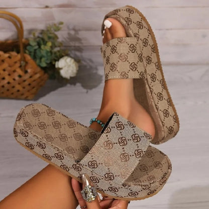Foreign Trade Large Size Thick-soled Retro Pattern Sandals for Women