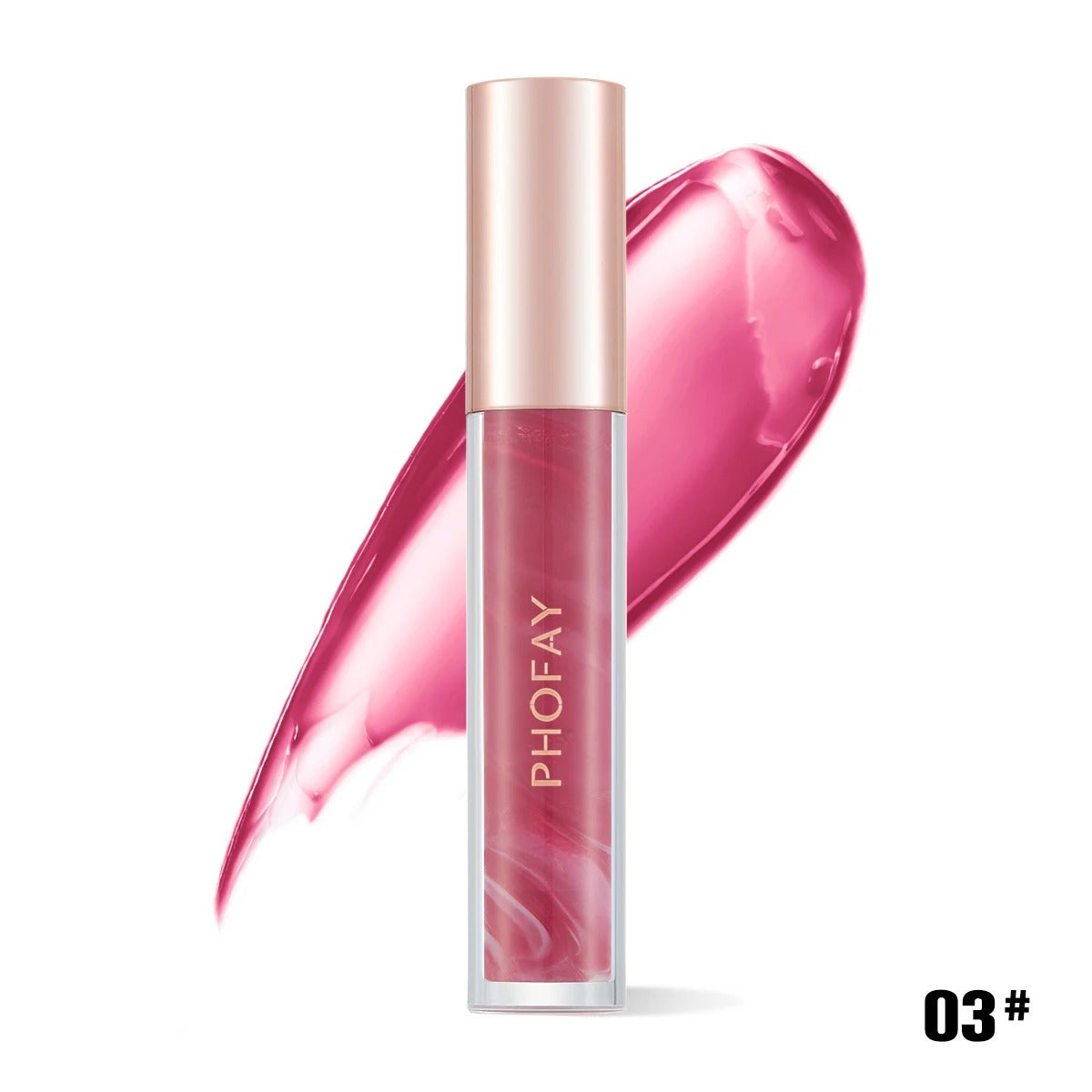 PHOFAY Rose Blooming Hydrating Lip Gloss Moisturizing Lasting Pudding Lip Glaze Hydrating Waterproof Glossy Lip Gloss Makeup