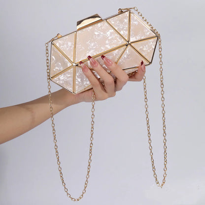 New Acrylic Metal Diamond Evening Bag For Women Chain Shoulder Crossbody Bag Luxury Designer Handbag Party Clutch Dinner Bags