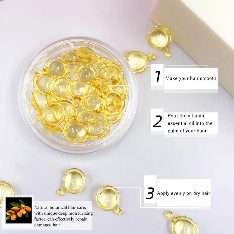 10Pcs Hair Vitamin Capsule Pro Keratin Complex Oil Smooth Silky Hair Serum Anti Hair Loss Hair Mask Repair Damaged