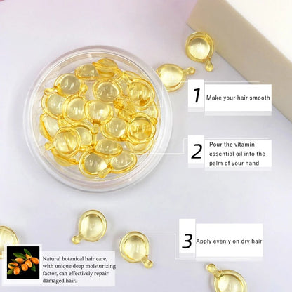 10Pcs Hair Vitamin Capsule Pro Keratin Complex Oil Smooth Silky Hair Serum Anti Hair Loss Hair Mask Repair Damaged