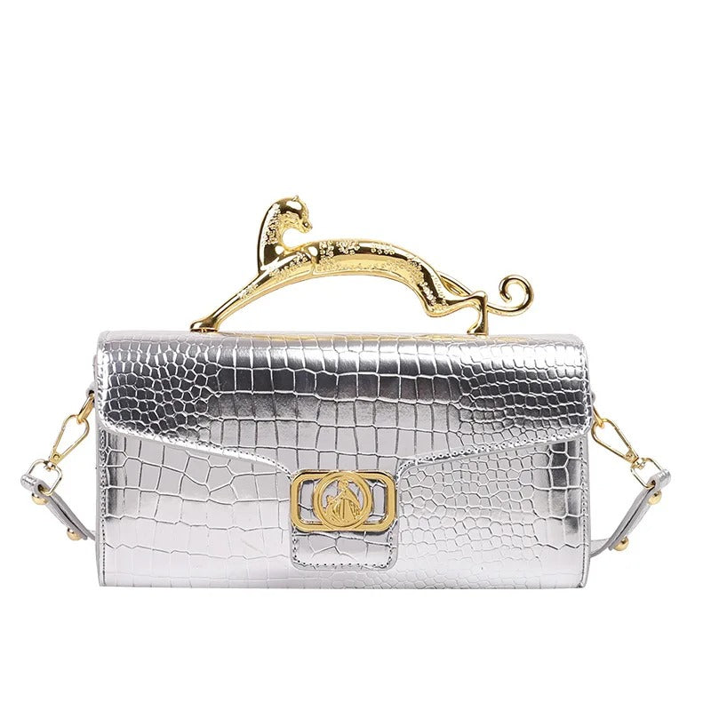 Women Metal Handle Leather Famous Brand Designer Crossbody Fashion Trend Shoulder Bag