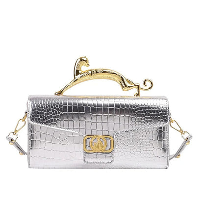 Women Metal Handle Leather Famous Brand Designer Crossbody Fashion Trend Shoulder Bag