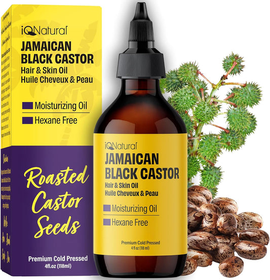 Natural Jamaican Black Castor Oil for Hair and Skin Conditioning, 100% Pure Cold Pressed, Scalp, Nail and Hair Oil (Unscented) (4oz)