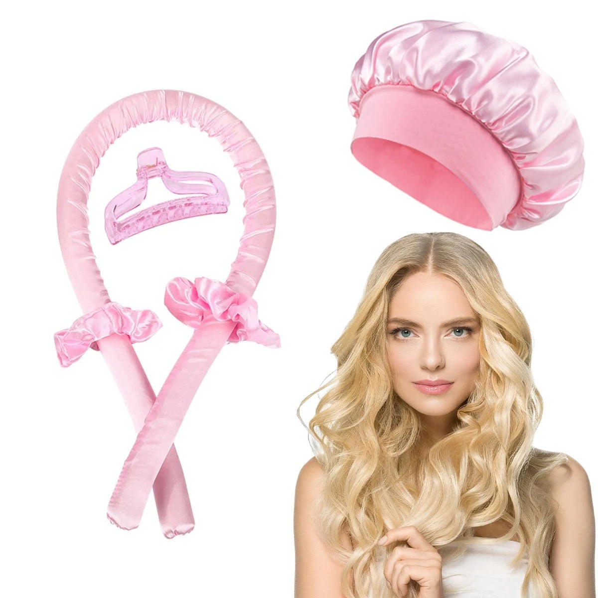 Heatless Curling Rod Headband Satin Bonnet Set No Heat Hair Curler Hair Rollers Soft Curlers