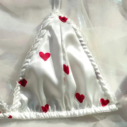 Women's Erotic Lingerie Suit Bowknot Sexy Wire Free Lingerie Underwear Two Piece Female White Set
