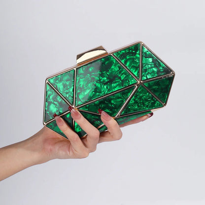 New Acrylic Metal Diamond Evening Bag For Women Chain Shoulder Crossbody Bag Luxury Designer Handbag Party Clutch Dinner Bags