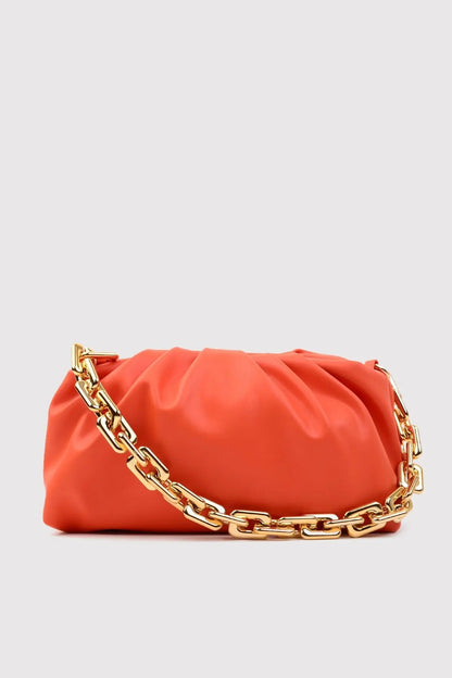 Women Golden Chain Hand Bag 30x16x13 cm Artificial Leather Lined Elegant Design High Quality