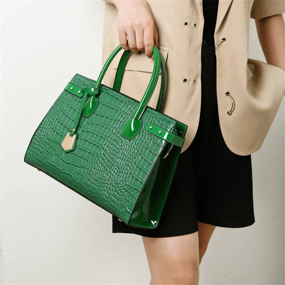 Pantent Leather Women Messenger Bags Crocodile Female Crossbody Shoulder Hand bags For Women