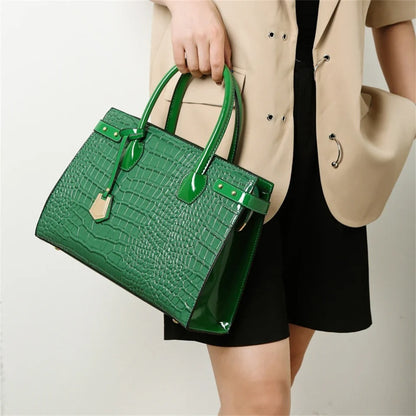 Pantent Leather Women Messenger Bags Crocodile Female Crossbody Shoulder Hand bags For Women