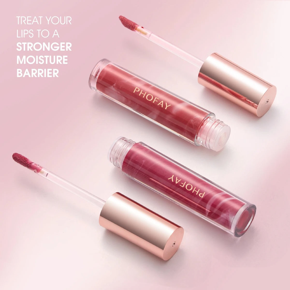PHOFAY Rose Blooming Hydrating Lip Gloss Moisturizing Lasting Pudding Lip Glaze Hydrating Waterproof Glossy Lip Gloss Makeup