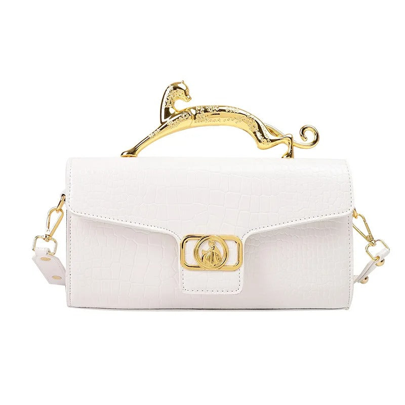 Women Metal Handle Leather Famous Brand Designer Crossbody Fashion Trend Shoulder Bag