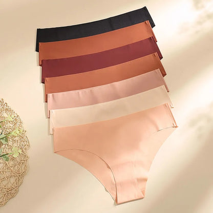 Seamless Panties for Women Breathable Low Waist Sexy Underwear Solid Silk Panties Brief Female Lingerie