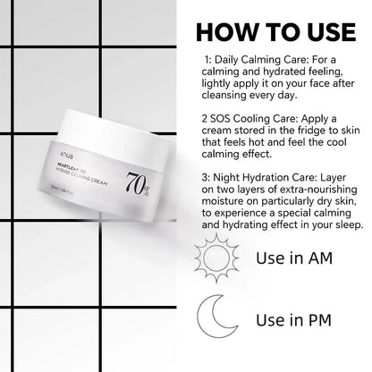Anua Heartleaf 70% Intense Calming Cream Soothing Repair Brightening Body Moisturizer