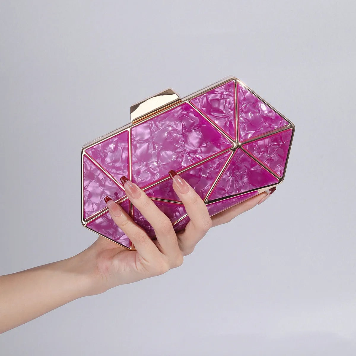 New Acrylic Metal Diamond Evening Bag For Women Chain Shoulder Crossbody Bag Luxury Designer Handbag Party Clutch Dinner Bags