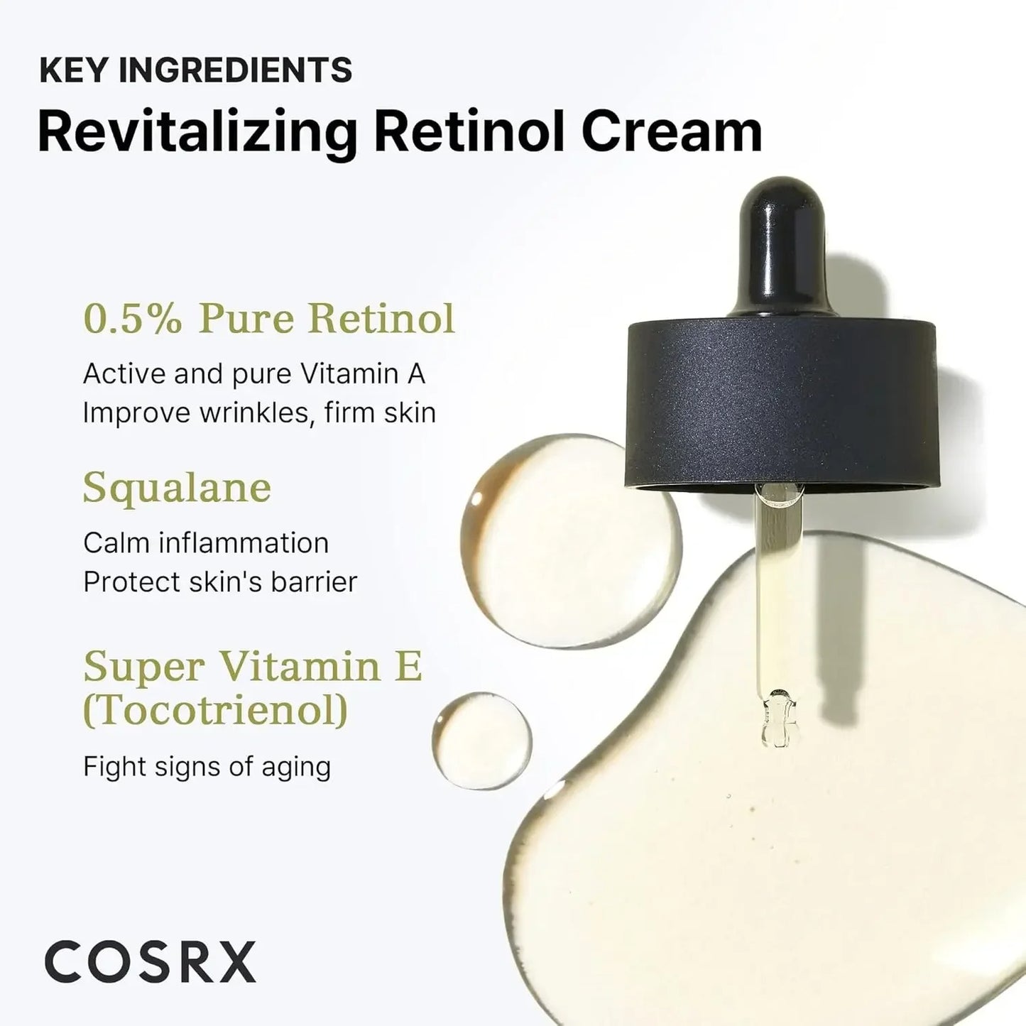 COSRX Retinol 0.5 Oil, Anti-aging Serum with 0.5% Retinoid Treatment for Face, Reduce Wrinkles, Fine Lines, & Signs of Aging