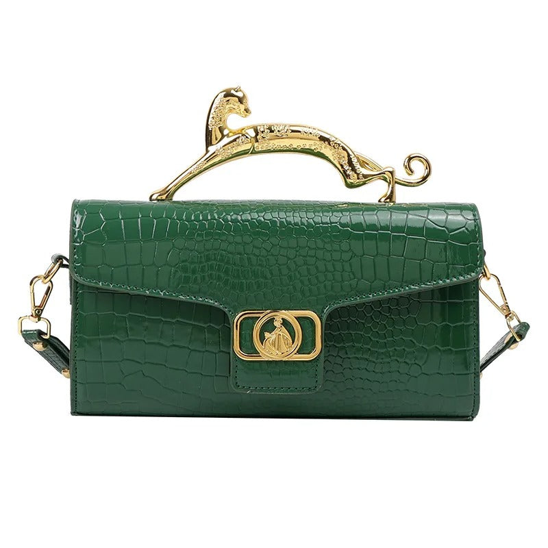 Women Metal Handle Leather Famous Brand Designer Crossbody Fashion Trend Shoulder Bag