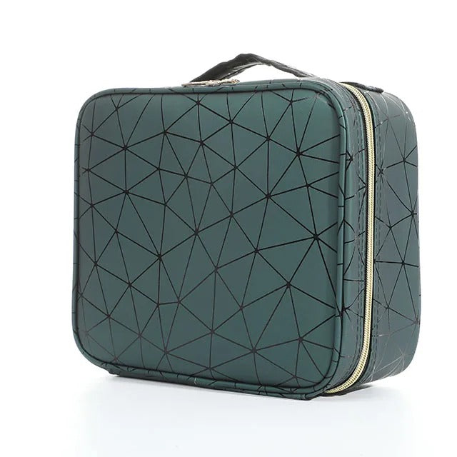 Travel Makeup Bag With Mirror LED Lighted Adjustable Dividers Cosmetic Case Portable Artist Beauty Nail Tool Makeup Case Female
