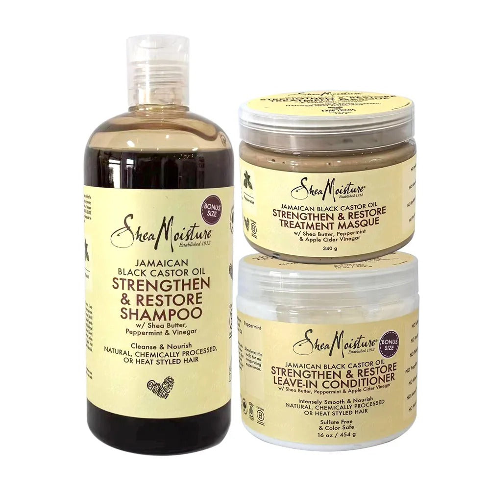 Shea Moisture Shampoo Conditioner and MASQUE Set Jamaican Black Castor Oil