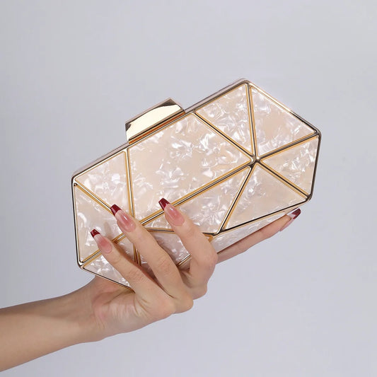 New Acrylic Metal Diamond Evening Bag For Women Chain Shoulder Crossbody Bag Luxury Designer Handbag Party Clutch Dinner Bags
