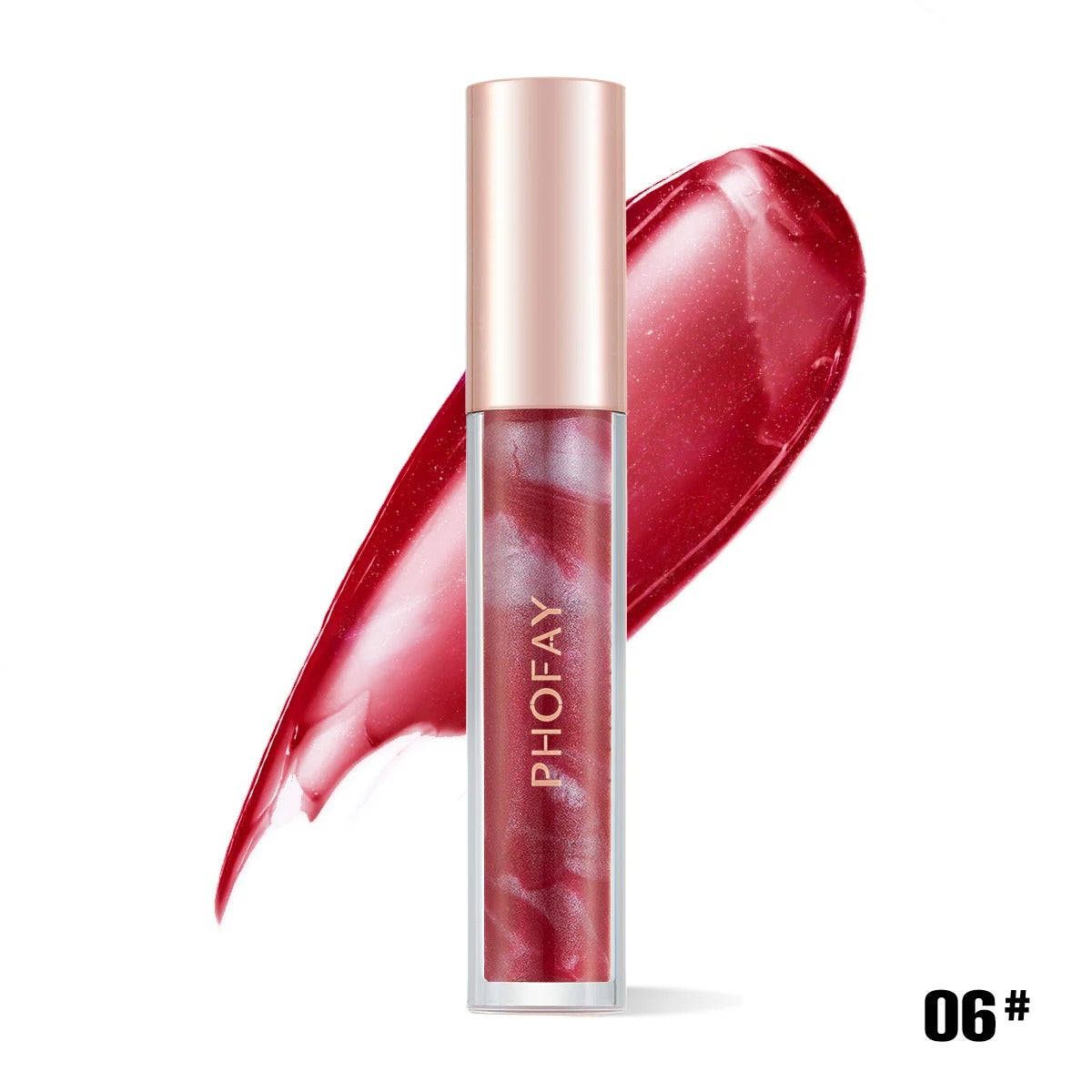 PHOFAY Rose Blooming Hydrating Lip Gloss Moisturizing Lasting Pudding Lip Glaze Hydrating Waterproof Glossy Lip Gloss Makeup