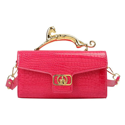Women Metal Handle Leather Famous Brand Designer Crossbody Fashion Trend Shoulder Bag