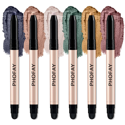 PHOFAY Shimmer Eyeshadow Stick Pink Black Colorful Eyeshadow Pencil High Gloss Pearlescent Shadow Sticks Waterproof Stage Makeup