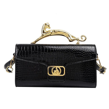 Women Metal Handle Leather Famous Brand Designer Crossbody Fashion Trend Shoulder Bag