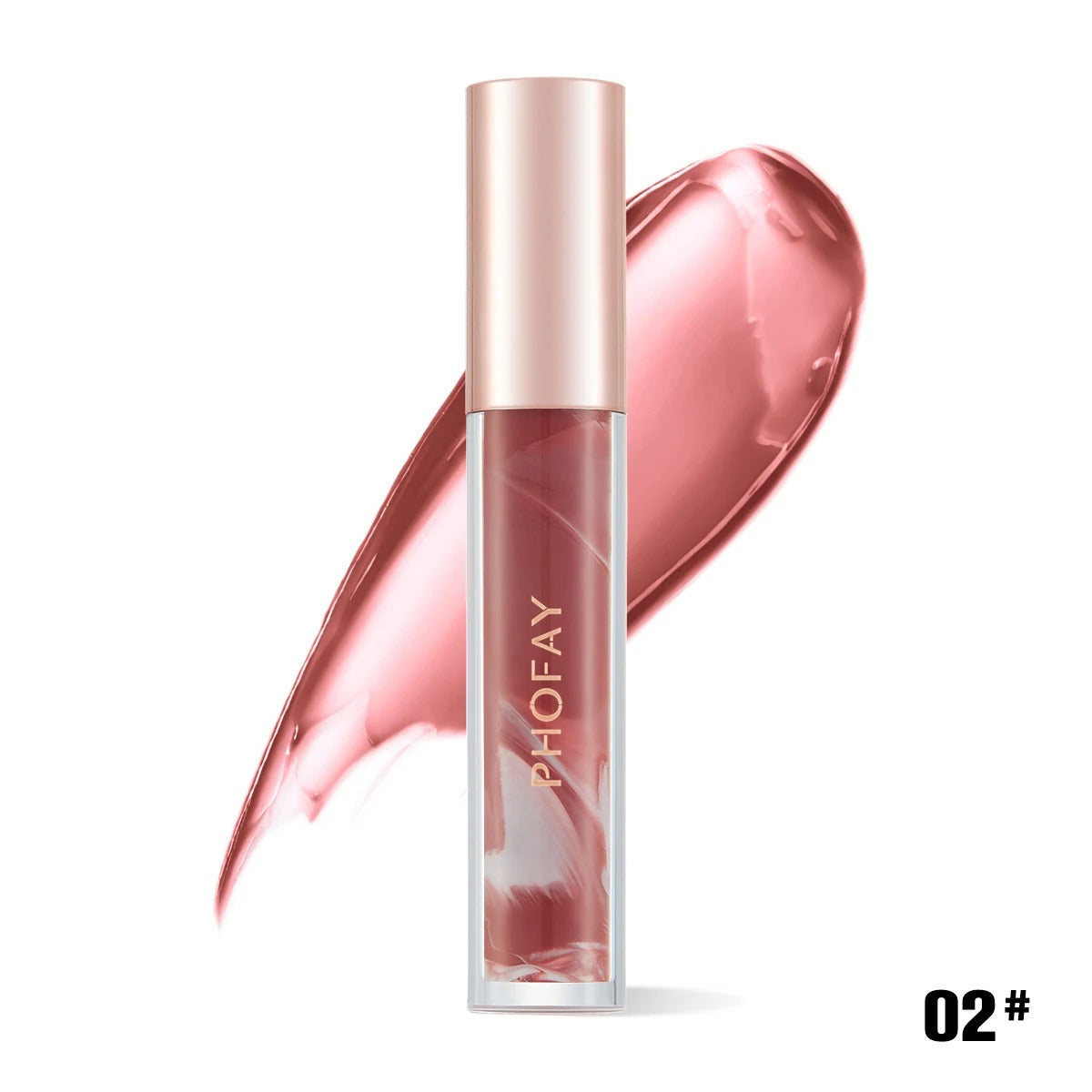 PHOFAY Rose Blooming Hydrating Lip Gloss Moisturizing Lasting Pudding Lip Glaze Hydrating Waterproof Glossy Lip Gloss Makeup