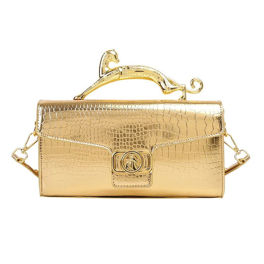 Women Metal Handle Leather Famous Brand Designer Crossbody Fashion Trend Shoulder Bag
