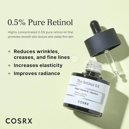 COSRX Skin Cycling Routine - Snail Mucin 96% Essence + Retinol 0.5 Oil, Recovery Set for Face and Neck